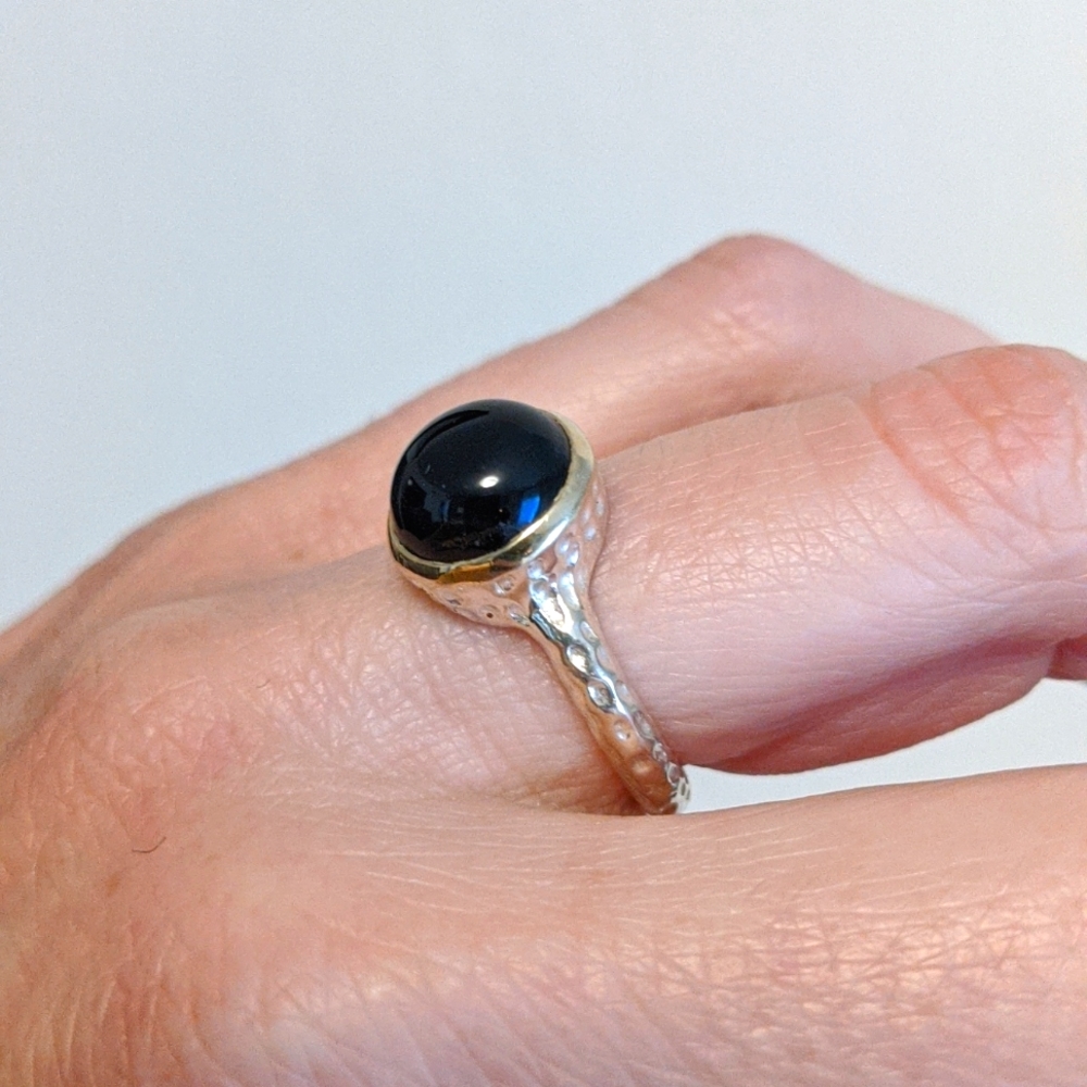 Black Stone Sterling Silver Ring - image 3